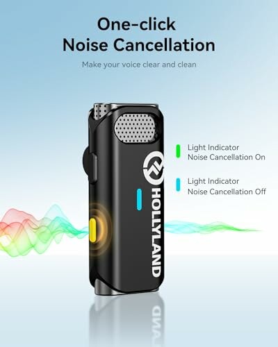 Hollyland noise cancellation device with light indicators.