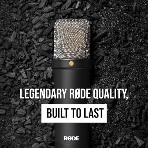 Rode microphone with text 'Legendary RØDE quality, built to last' on black background.