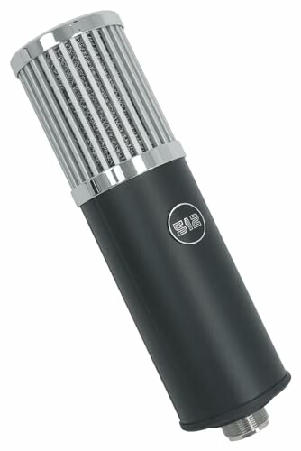 Sleek black and silver studio microphone